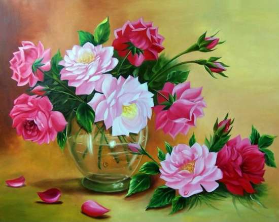 Картина по номерам 40x50 Букет садовых роз