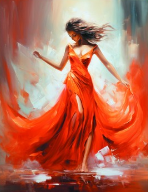 Алмазная мозаика 40x50 Легкая девушка в красном платье