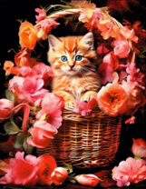 Без бренда «Рыжий котенок в корзине с цветами» в Грозном в интернет-магазине  Без бренда «Рыжий котенок в корзине с цветами» в Грозном