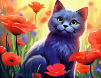 Без бренда «Серый котик и маки» в Грозном в интернет-магазине  Без бренда «Серый котик и маки» в Грозном