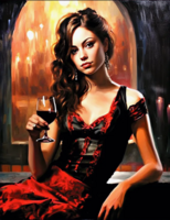 Без бренда «Обворожительная брюнетка с бокалом красного вина» в Грозном