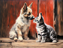 Без бренда «Знакомство котенка и щенка» в Грозном в интернет-магазине  Без бренда «Знакомство котенка и щенка» в Грозном