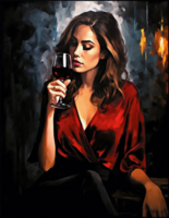 Без бренда «Девушка в красном платье с бокалом вина» в Грозном