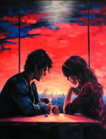 Без бренда «Влюблённая пара в кафе на закате солнца» в Грозном