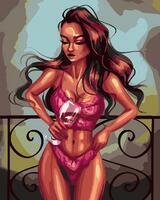 Без бренда «Девушка в нижнем белье с бокалом вина» в Грозном